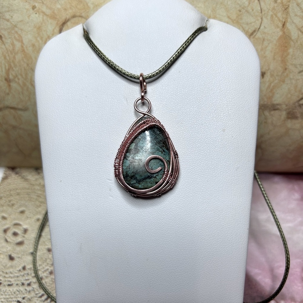 Handmade wire wrapped Jasper necklace